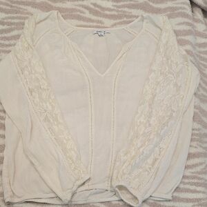 O'Neill Cream Lace Sleeve Blouse